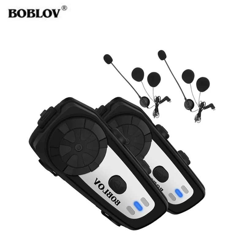 

BOBLOV M6 Moto Helmet Headset 2 Pcs Bluetooth Motorcycle Helmet Headset Wireless Handsfree Communication System for Rider FM MP3