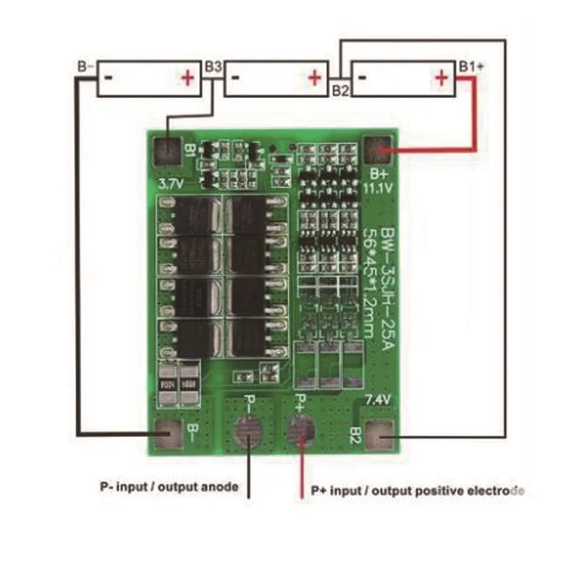 3S 25A Li-Ion 18650 BMS PCM плата для защиты батареи с балансом литий-ионного Lipo батарейного
