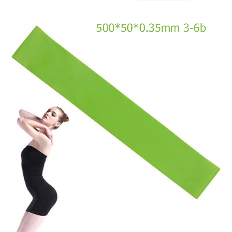 Green 500mm 5 цветов, резинки для йоги, Уличное оборудование для фитнеса, 0,35 мм-1,1 мм, резинки для пилатеса, занятий спортом, тренировок - Цвет: Green 500mm
