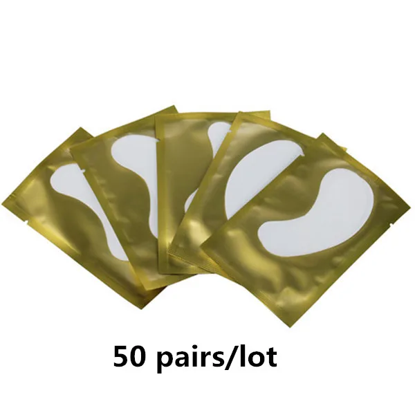 Патч для глаз гидрогелевый 50 100 пар Наращивание ресниц поставки натуральный без ворса под глазами гелевые подушечки для наращивания ресниц - Цвет: 50 Gold