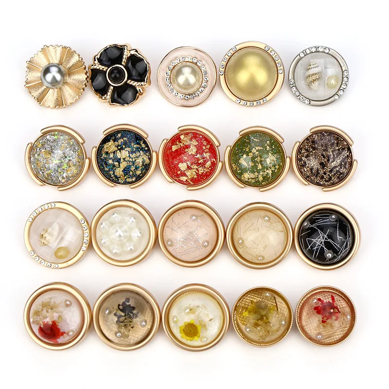 2 pcs explosion models high-grade diamond fashion metal flower button wool coat windbreaker tall hand-stitched buttons M-05