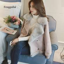 Fengguilai Women Parkas Plus Size Winter Thick Female Cotton Velvet Coats Double Breasted Women Jacket Outerwear Coats