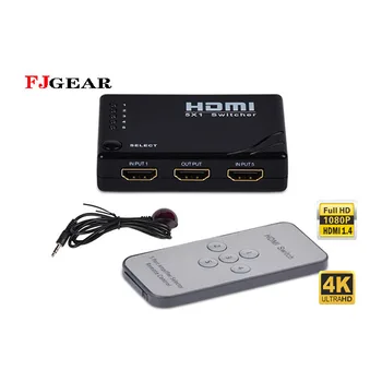 

HDMI Switcher with IR remote control supporting 4K 5 port/5 in 1 out/1080P/HD