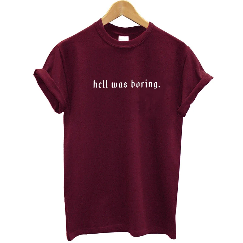 YUTIGRUA Летняя женская одежда уличная футболка в стиле хип хоп Harajuku Hell Was Boring Tumblr