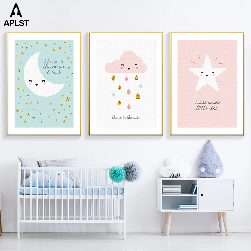 'Love You to The Moon and Back' Canvas Nursery Art Prints Kid Room Decor JDUK 