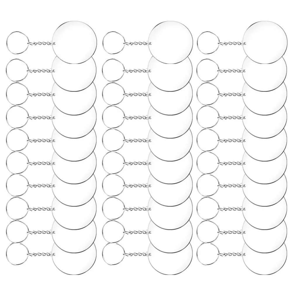 72/96pcs Acrylic Key ChainsTransparent Circle Discs Set Chains Clear Round Keychain Blanks for DIY A50 | Дом и сад