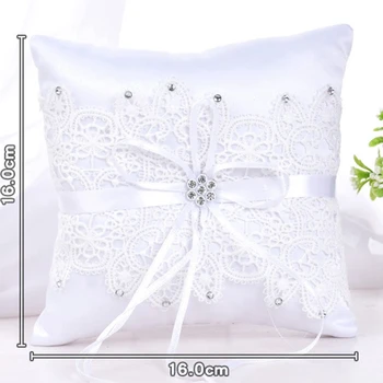 

New Wedding Ring Bearer Pillow French Eyelash Lace Decoration Cushion Ring Bearer Pillow For Wedding Ring