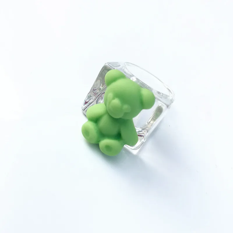Cute Funny Bear Animal Acrylic Rings For Women Cartoon Colorful Resin Transparent Wide Finger Ring For Girl Party Jewelry Gift