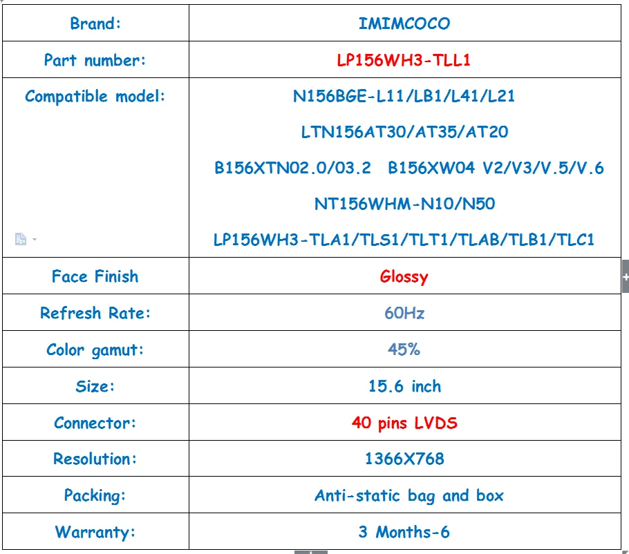15,6 светодиодный экран для ноутбука LP156WH3-TLL1fit LP156WH3-TLSA LP156WHB-TLC1 для DELL M5545R V5560 P34F M531R-5535 15R-2528 3521 5521