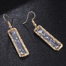Boucles d'oreilles pour femmes, de style rétro, en cristal, coquille rectangulaire, en gravier, bijoux, goutte d'eau, nouvelle mode, 2020