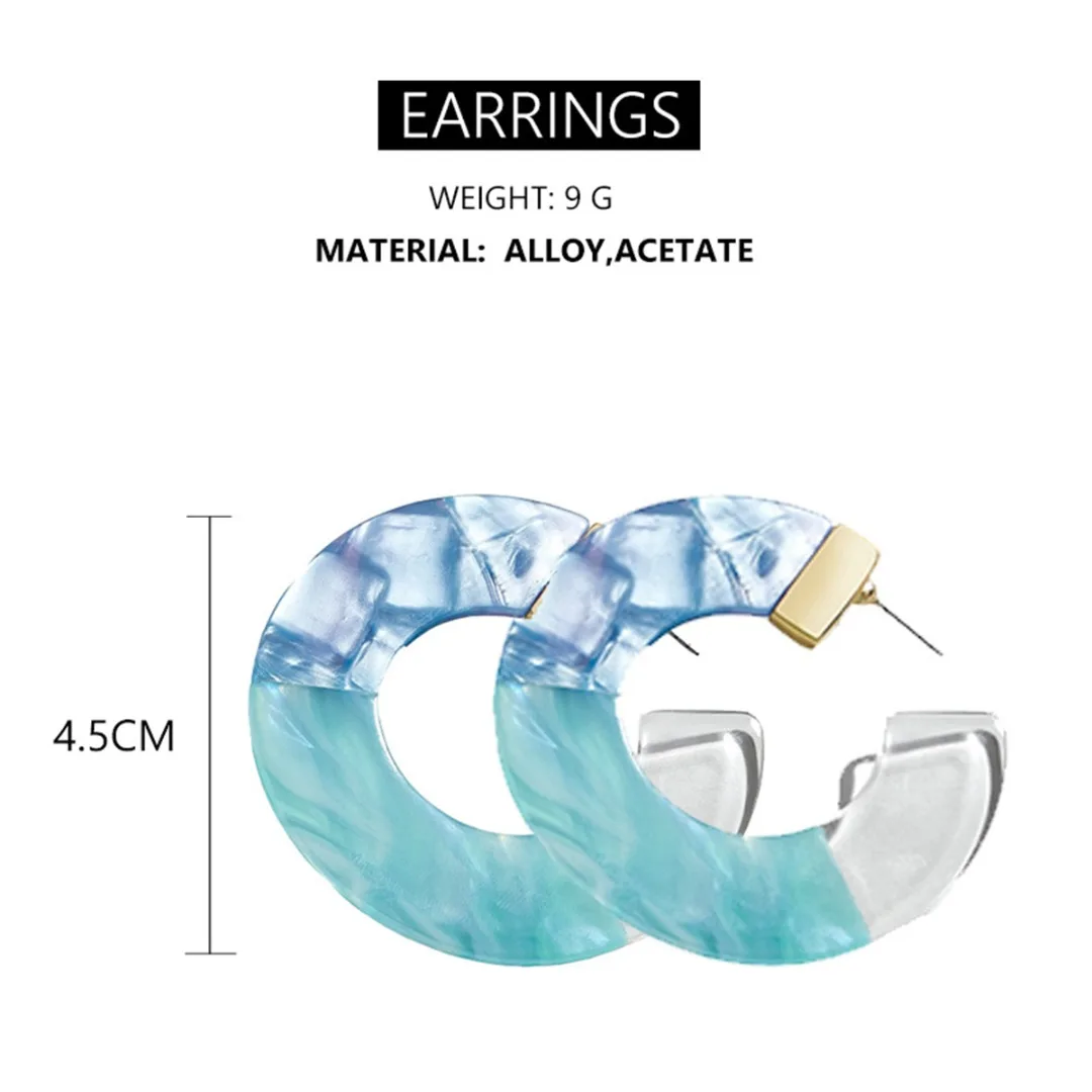 Bohemian Charm Earrings Acrylic Resin Tortoise Shell Color Hoop Earrings For Women Statement Geometric Big Earring Jewelry Gift
