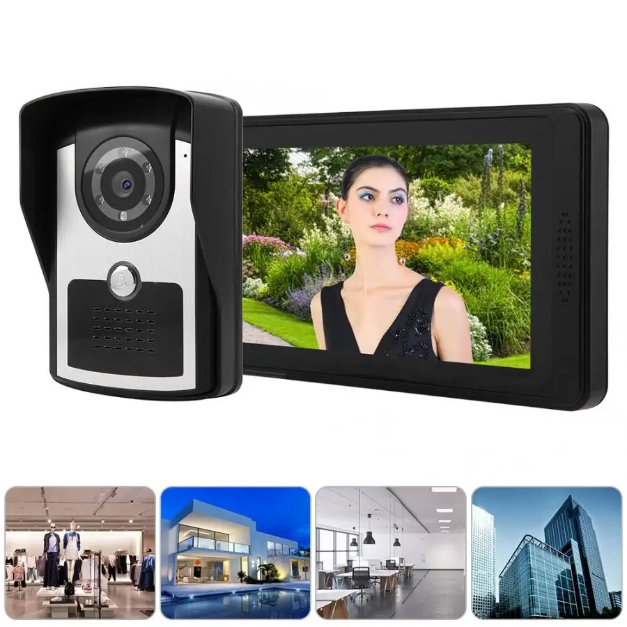 

7" LCD Wired Video Door Phone Intercom Smart Doorbell App Remote Unlocking Video Recording