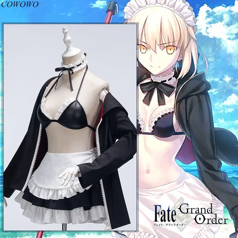 Аниме! Fate/Grand Order Arutoria Pendoragon черная сабля платье горничной сексуальная униформа