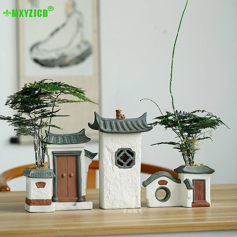 

Succulents Ceramic Potted Gardening Living Room House Model Flowerpot Office Desktop White Pencil Container Garden Decoration