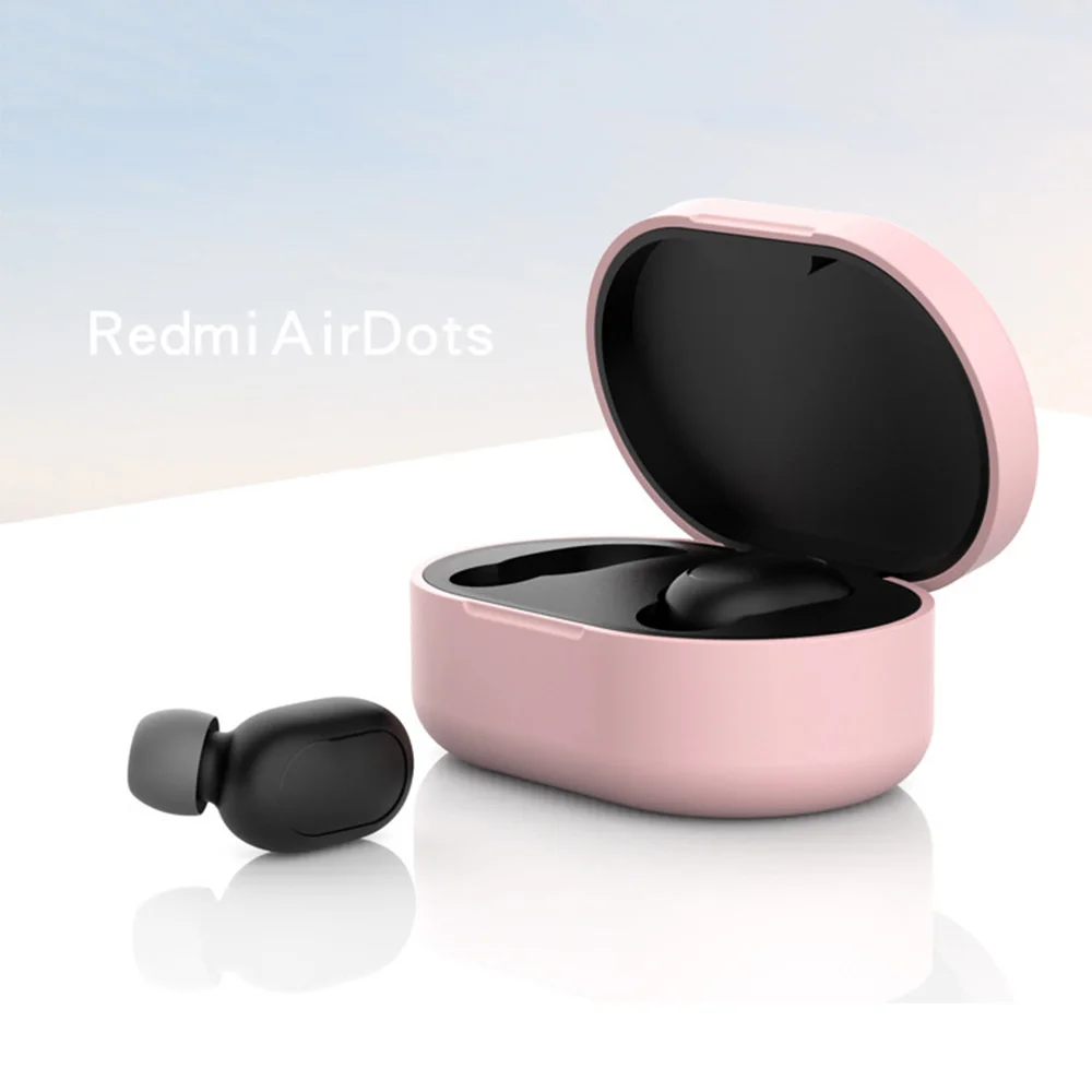 Силиконовый защитный чехол для Xiaomi Redmi Airdots TWS Bluetooth наушники Молодежная гарнитура беспроводные наушники чехол - Цвет: Розовый