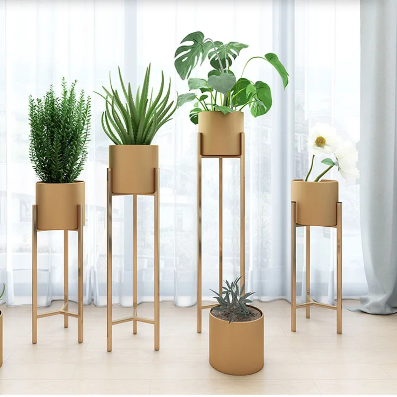 

iron Golden flower shelf Gold Plant Shelves holder Desktop Green Plant stand luxury living room pot holder Simplicity decoration