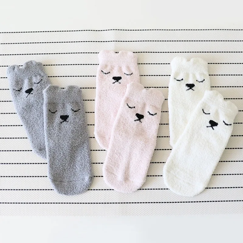 Осенне-зимние короткие рождественские носки из полиэстера с рисунком для новорожденных мальчиков и девочек милые теплые удобные однотонные носки