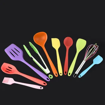 

Silicone Cooking Baking Kitchenware 10-Piece Set Spatula Fishing Scraper Spoon Colander Silica Gel Kitchen Ware