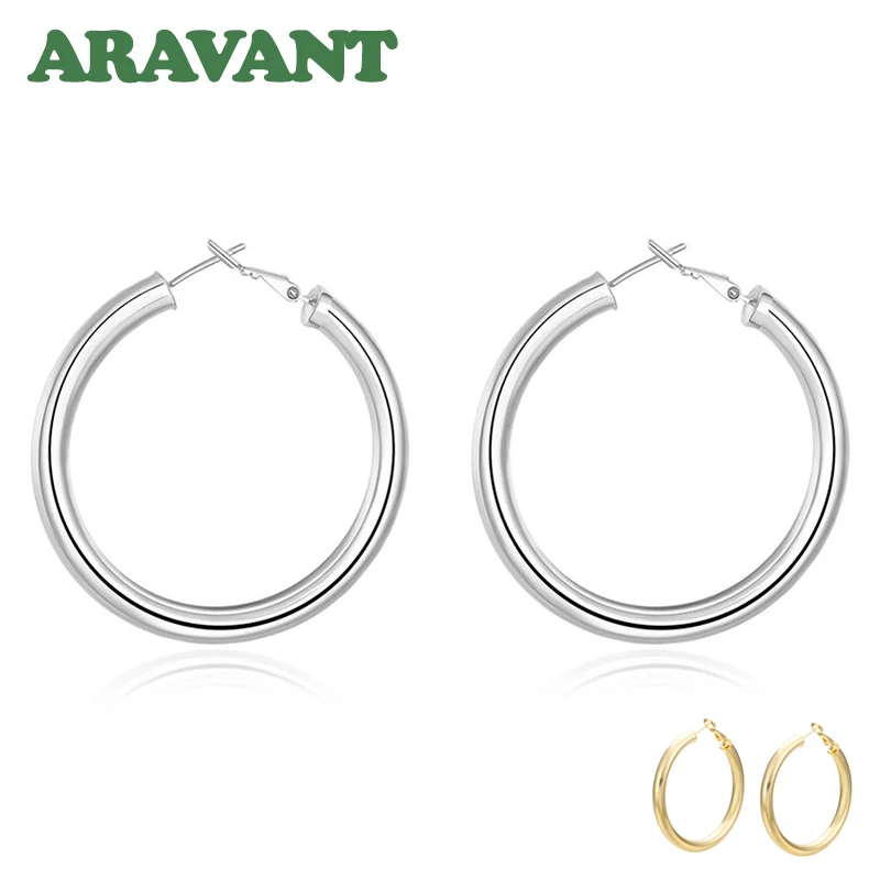 925 Silver Large Hoop Earrings Women Big Round Circle Earring - Image 5