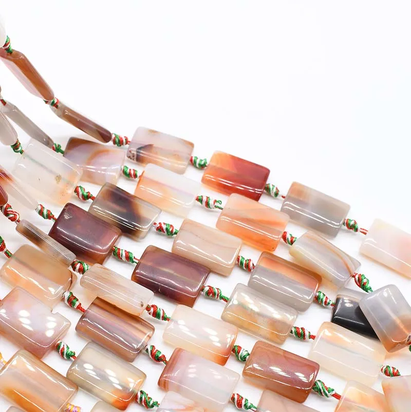 2strands/lot Rectangle Multicolor Agates Loose Natural Stone Beads For Woman DIY Necklace Bracelets Jewelry Making Strand 15