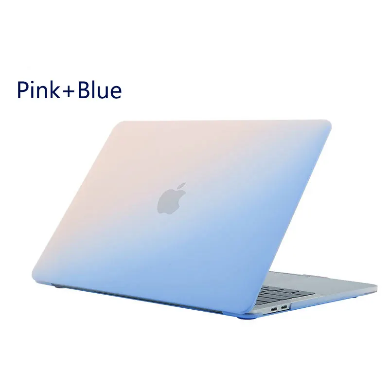 Матовый градиентный Радужный чехол для Apple MacBook Air Pro retina Air Pro 15 13 12 11 защитный чехол для ноутбука Mac Book 13,3 15,5 - Цвет: Pink and Blue