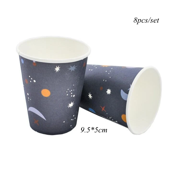 8pcs cup Космический набор космонавты и ракеты фольгированные шары Вселенная Галактика тематические шары День рождения Детские игрушки для душа - Цвет: 8pcs cup