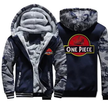 

Japan Anime One Piece Winter Men Thick Warm Fleece Jacket Thicken Camouflage Coat Hoodies Coats Male Outwear Sportswear Jackets