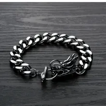 Ретро китайский стиль титана сталь дракон браслет 13 мм Толстые мужские цепи браслеты в стиле панк мужские винтажные байкерские Ювелирные изделия Подарки
