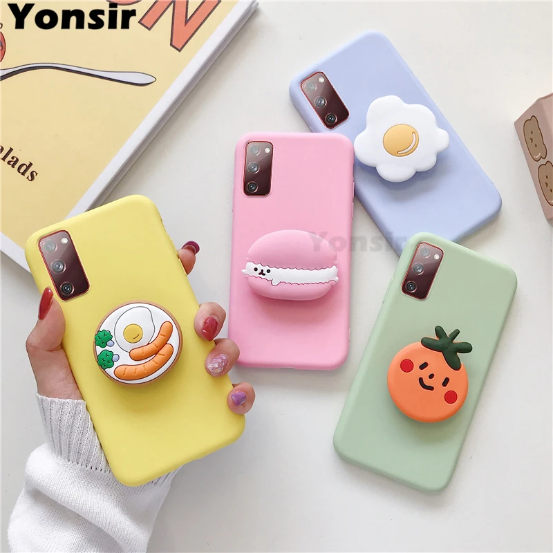 For Samsung Galaxy S20 FE S 20 FE S20FE Fan Edition Silicon Case Cartoon Phone Holder Cover For Samsung S20 FE Ring Stand Cases