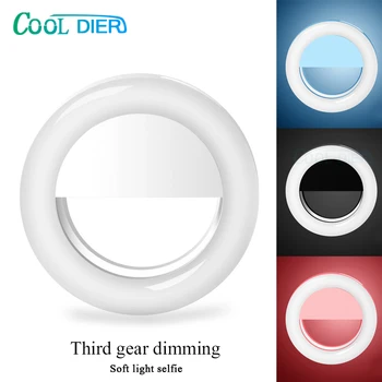 

COOL DIER selfie LED ring flash portable night light fill light USB Charge mobile phone camera photography video spotlight lens