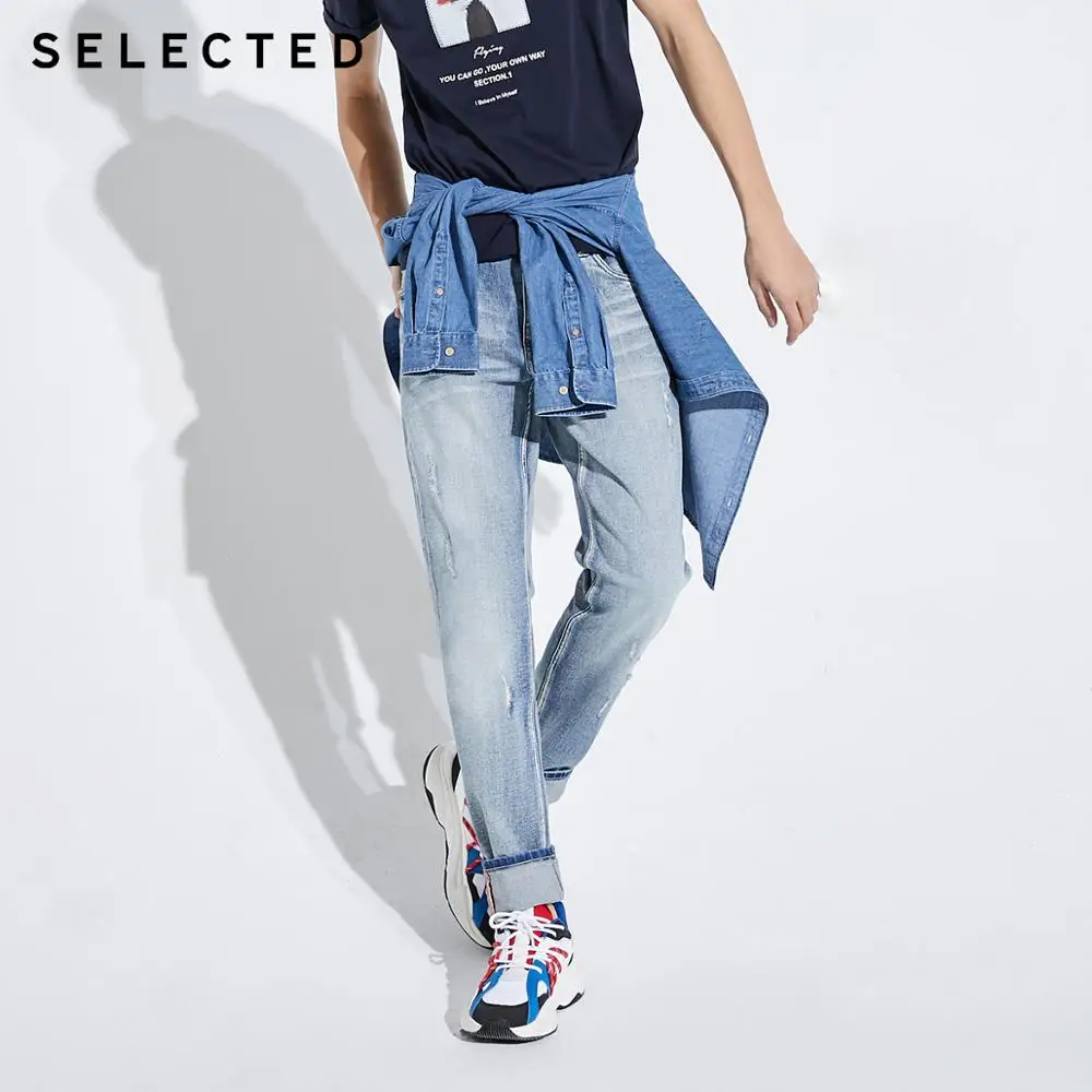 SELECTED Men's Cotton-blend Denim Pants Lycra Slight Stretch Fading Jeans C|419132504 SELECTED Men's Cotton-blend Denim Pants Lycra Slight Stretch Fading Jeans C|419132504