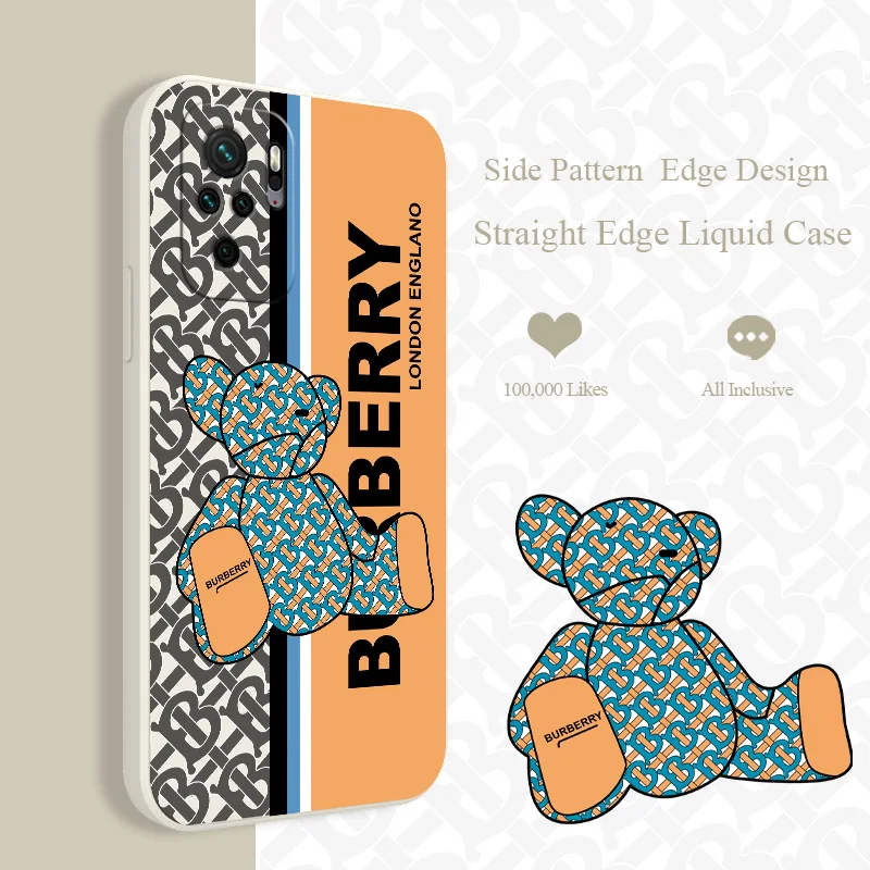 English Bear Case For Xiaomi Redmi Note 10 10S 9T 9 8 7 Pro Max Redmi 9 9A 9T K40 K30 K20 Pro Soft Liquid Silicone Phone Cover