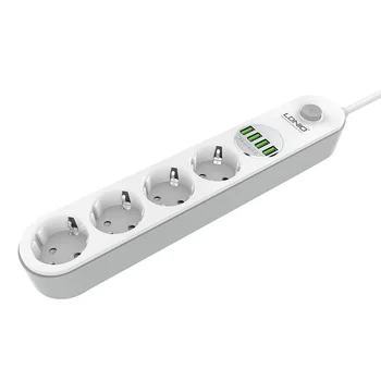 

Power Strip European Plug With Switch 4 Outlets Fast USB Charging Multi Electric Extension Socket Cord Cable Surge Protector