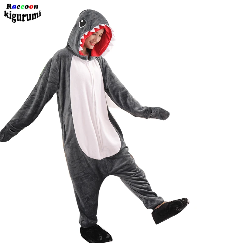 Shark Animal Women Men Pajamas Kigurumi Zippers Cartoon Onesies For Adults One-Piece Pijamas Novetly Jumpsuit Cosplay Costume