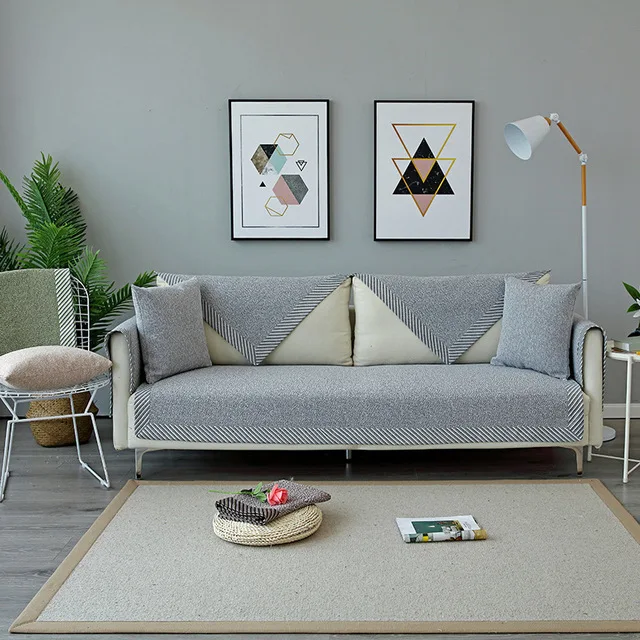 Льняное Хлопковое полотенце на диван Покрывало стеганое покрывало для дивана гостиная элегантный чехол для дивана и кресла Секционный многоразмерный диван - Цвет: Gray