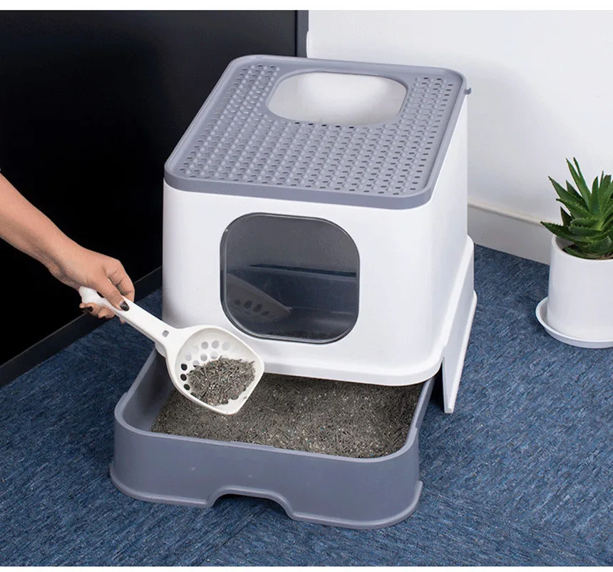 Cat Litter Box Fully Closed Shit Deodorant Top Into The Extra Large Cat Litter Box Supplies Toilet Anti-spatter