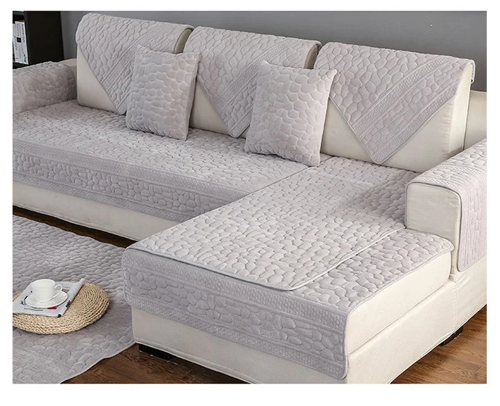3D каменный узор Чехлы на кресла, полотенце Slipcover плюшевая ткань Толстый диван современный нескользящий диван диване крышка Угловое полотенце коврики 1 шт - Цвет: 1PCS grey