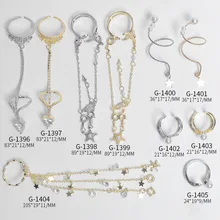 

Shiny Luxury Nail Jewelry Heart Star Pearl Ring Tassel Pendant Chain Nail Art Decoration Zircon Manicure Nail Art Accessories
