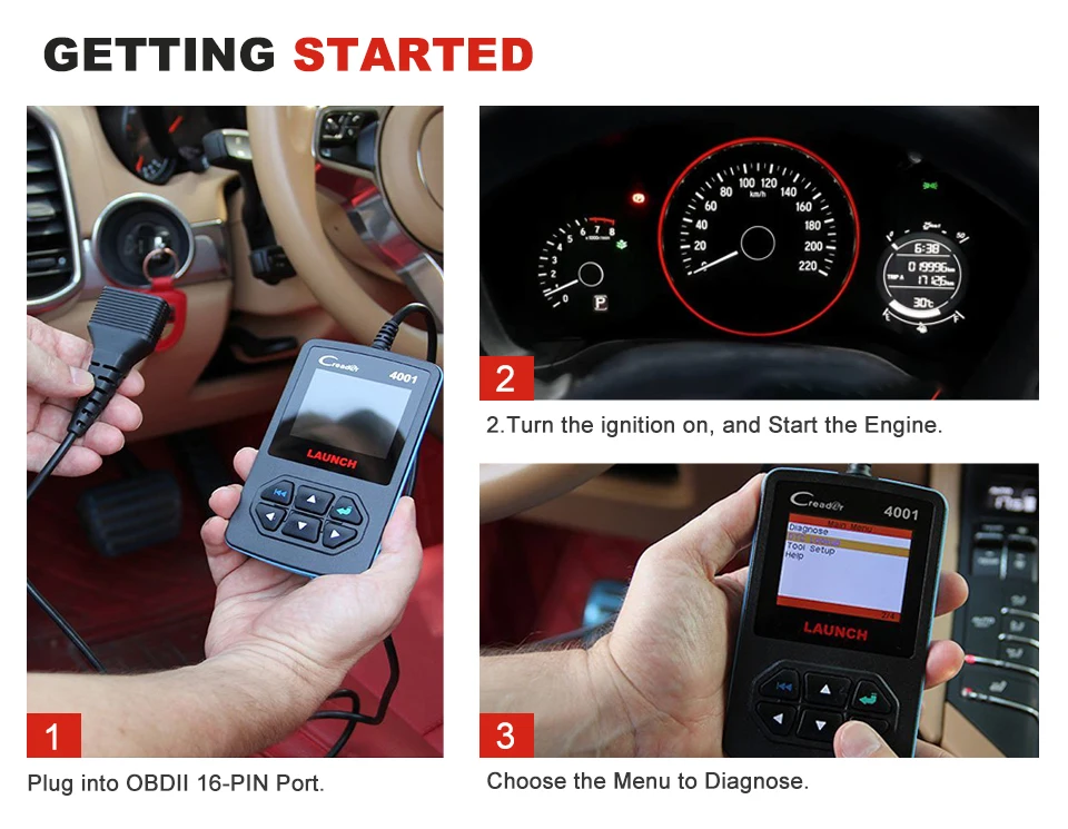 LAUNCH CReader 4001 OBD2 сканер автоматический диагностический сканирующий инструмент считыватель кодов неисправностей автомобильный диагностический OBD 2 Универсальный Автосканер