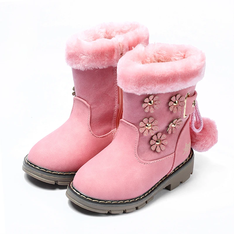 Зимние ботинки для девочек; утепленные хлопковые ботинки принцессы с кроличьим мехом; кашемировые зимние ботинки; нескользящие ботинки для девочек