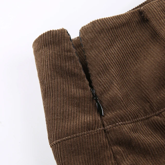 Corduroy Pleated Skirt in brown