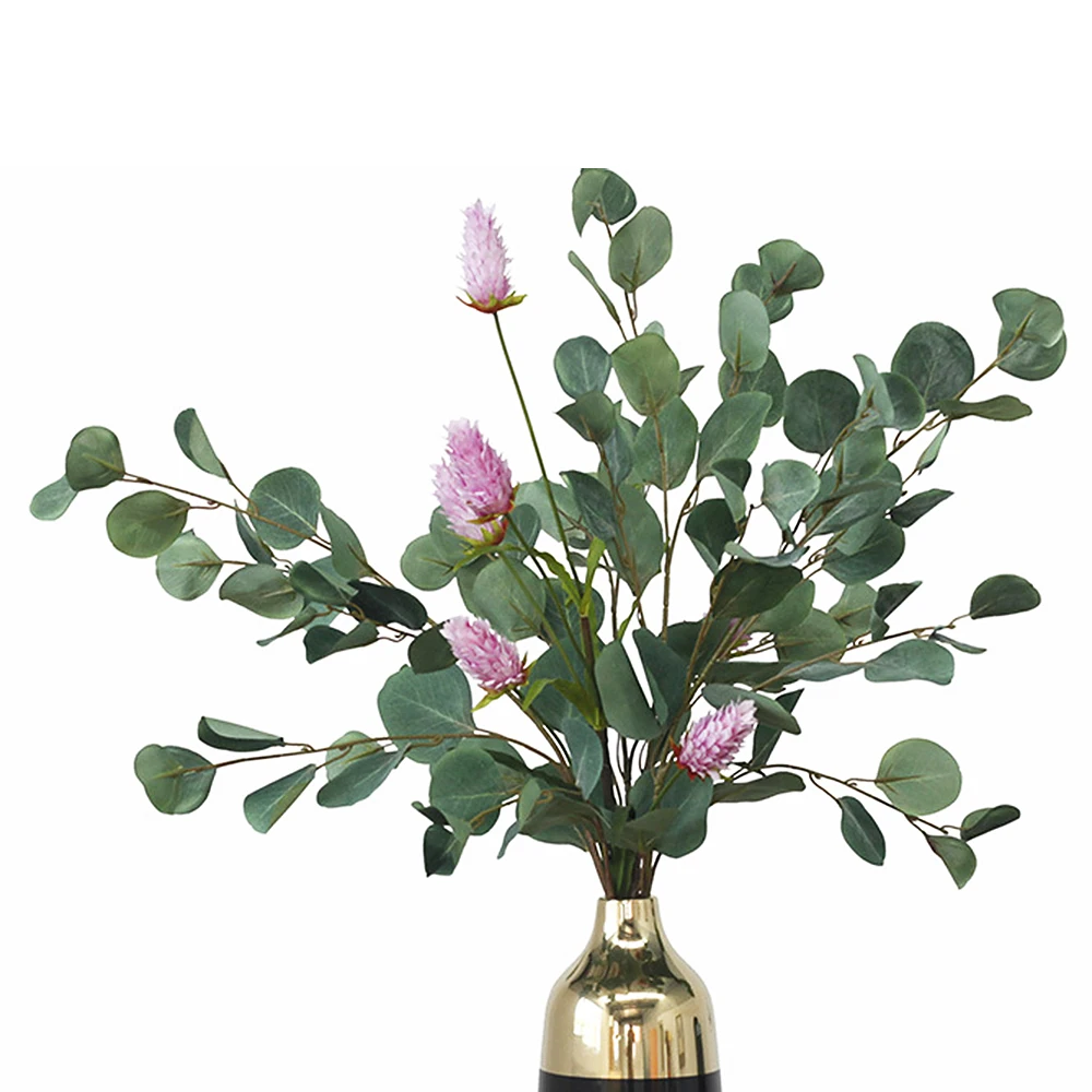 Artificial Eucalyptus Leaves 89m Rotundifolia Foliage Plants Plastic Fake Branch Plant For Vase