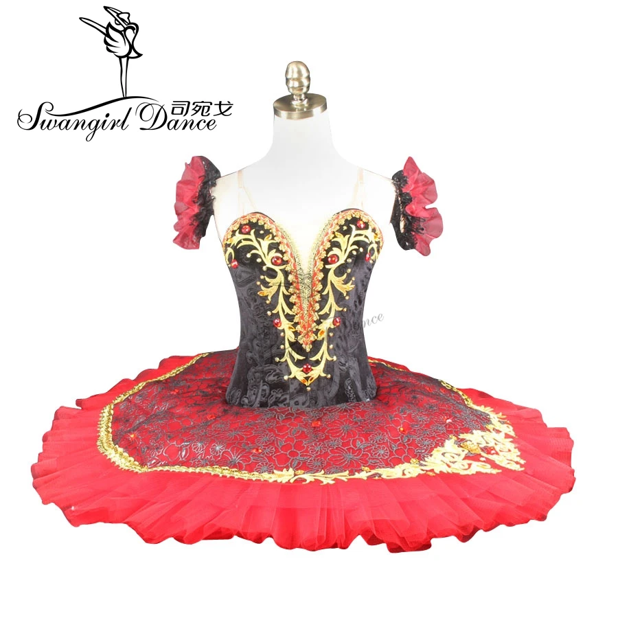 Women high quality red black don Quixote ballet tutu with velvet bodice professional classical ballet tutu for girls BT9069
