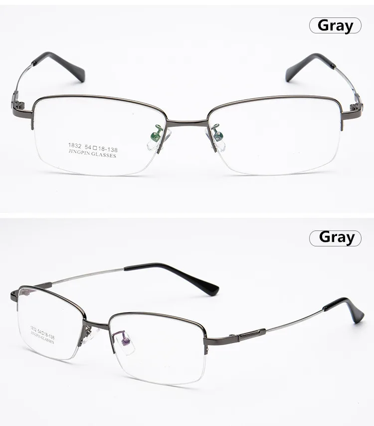 Титановые очки с оправой из сплава оправа мужские очки для работы за компьютером оптические по рецепту для чтения прозрачные линзы для глаз мужские очки Lunette De Vue - Цвет оправы: Серый