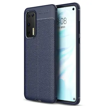 

30pcs/lot For Huawei Nova 6 SE Y7P Ultra Thin Shockproof Skin Litchi TPU Gel Rugged Case For Huawei P40 Pro P40 Lite