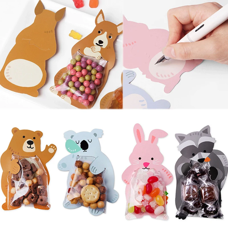 

Animal 10pcs/lot Baby Shower Birthday Party Cute Gift Bags Candy Bags Cookie Bags Bear Candy Box Greeting Cards Popular Rabbit