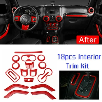 

Cup Holder Car trim cover Handbrake 18pcs Air Outlet Interior Decor For Jeep Wrangler JK 2011-2017