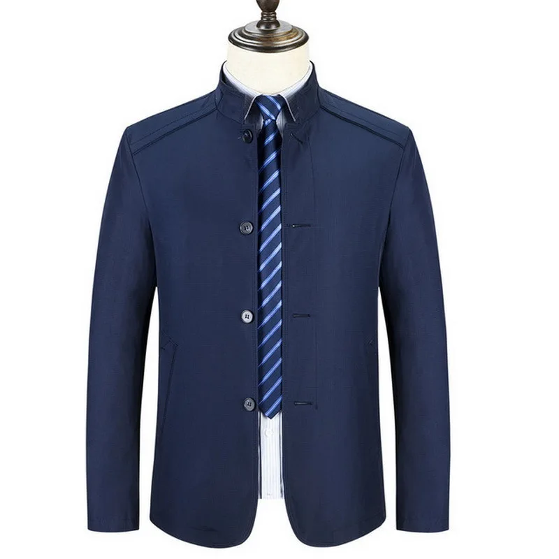 

Chinese Style Solid color New 2020 Casual Jacket M-5XL 6XL Men Spring Autumn Outerwear Mandarin Collar Clothing