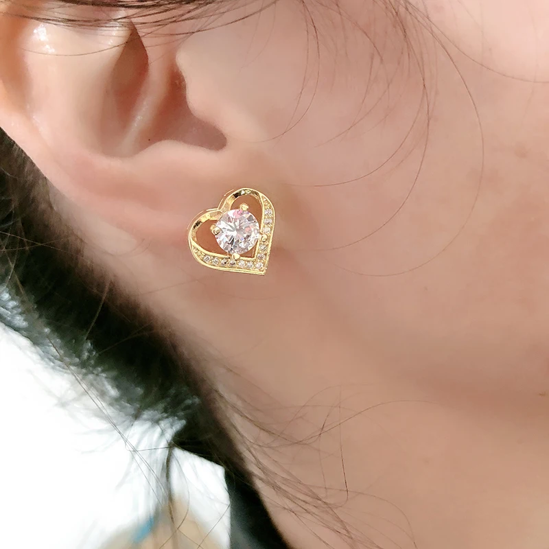 Kinel 18K Gold Zircon Jewelry Set Promise Ring Stud Earring Necklace Sterling Silver Christmas Valentine's Day Gift for Women - 5
