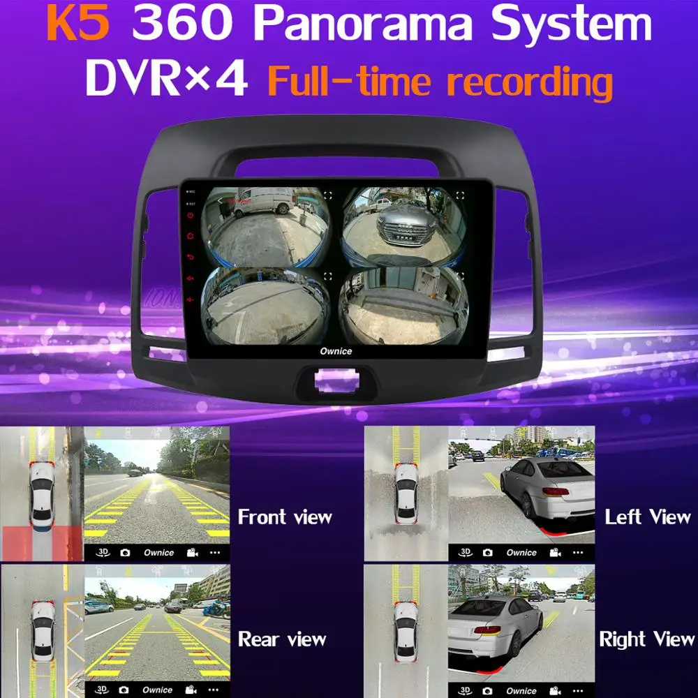 Perfect 360° Panoramic 4G WiFi Android 9.0 8Core 4G+64G Car Multimedia Player for Hyundai Elantra 2007-2016 GPS Radio DSP SPDIF CarPlay 3